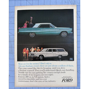 1964 Print Ad Ford Fairlane Ford Motor Company Automobile Vintage